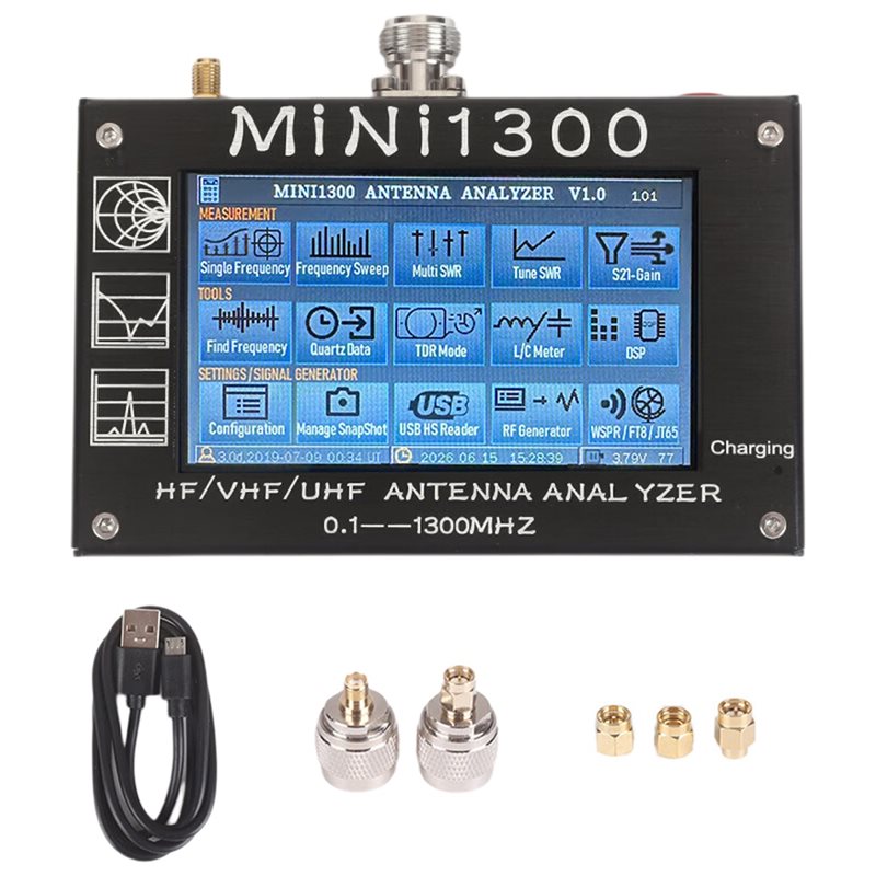 Signal Generator Spectrum Analyzer - ABUI-Mini1300 4,3-Zoll Vektornetzwerkanalysator 0,1-1300MHz /VHF/UHF Antennenanalysator